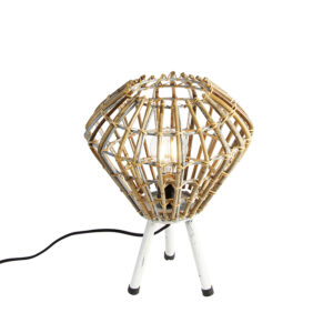 Venkovská stolní lampa stativ bambus s bílou – Canna Diamond