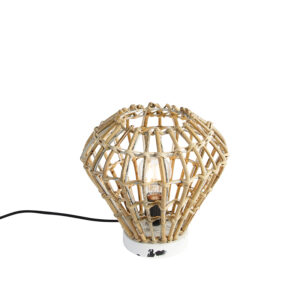Venkovská stolní lampa bambusová s bílou – Canna Diamond