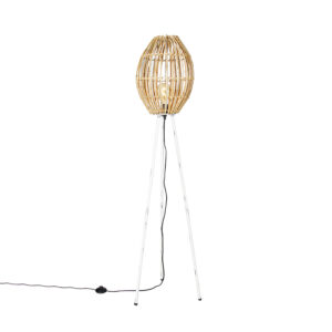 Venkovská stojací lampa stativ bambus s bílou – Canna Capsule