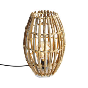 Venkovská stolní lampa bambusová s bílou – Canna Capsule