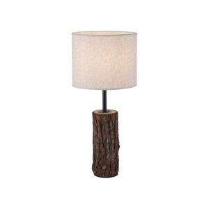 Venkovská stolní lampa dřevěná s bílým stínidlem – Oriana
