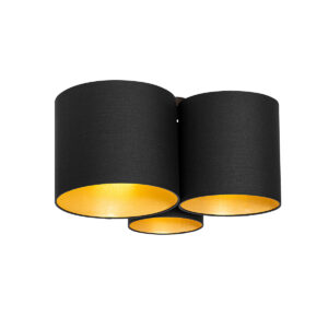 Plafondlamp zwart met gouden binnenkant 3-lichts – Multidrum