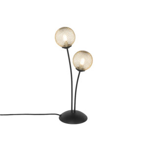 Moderní stolní lampa černá se zlatými 2 světly – Athens Wire