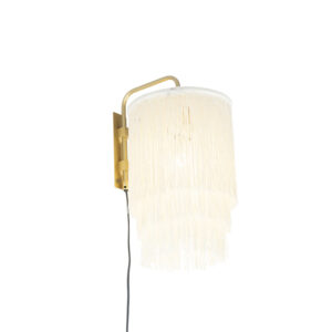 Orientální nástěnná lampa zlatého krémového odstínu s třásněmi – Franxa