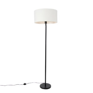 Stojací lampa černá se stínidlem bílá 50 cm – Simplo