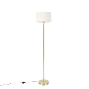 Stojací lampa mosazná se stínítkem bílá 35 cm – Simplo