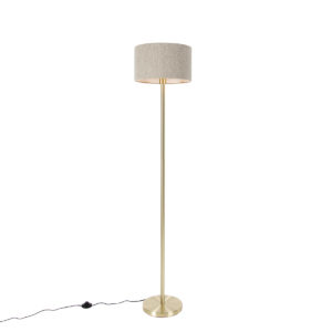 Stojací lampa mosazná s boucle stínidlo taupe 35 cm – Simplo