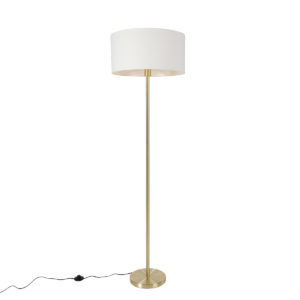 Stojací lampa mosaz se stínidlem bílá 50 cm - Simplo