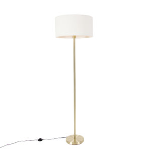 Stojací lampa mosazná se stínítkem bílá 50 cm – Simplo