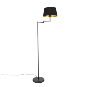 Klasická stojací lampa černá nastavitelná s černou se zlatým odstínem – Ladas