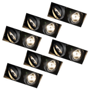 Set van 6 inbouwspots zwart GU10 AR70 trimless 2-lichts – Oneon
