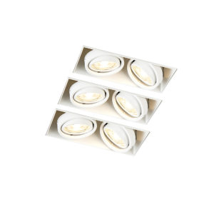 Set van 3 inbouwspots wit GU10 kantelbaar trimless 2-lichts – Oneon