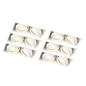 Set van 6 inbouwspots wit GU10 kantelbaar trimless 2-lichts – Oneon
