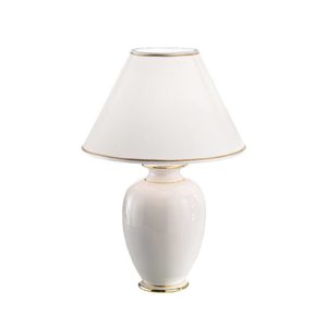 Stolní lampa Giardino Avorio, bílá-zlatá, Ø 30 cm