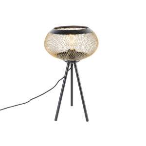 Moderní stativová stolní lampa černá se zlatou – Lucas
