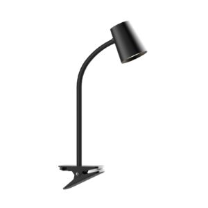 Lindby Ailina LED stolní lampa, svorka, černá