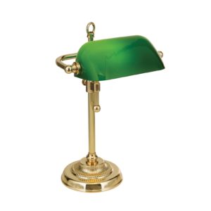 Stolní lampa Harvard, mosaz/zelená, výška 32 cm