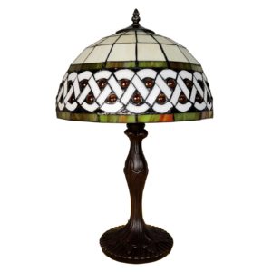 Stolní lampa 5LL-6153; Ø 31cm bílá, styl Tiffany