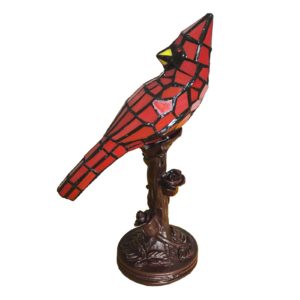 Stolní lampa 5LL-6102R pták, červená, styl Tiffany