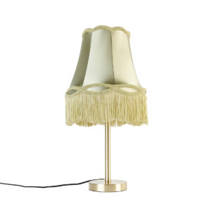 Klasická stolní lampa mosazná s odstínem babička zelená 30 cm – Simplo
