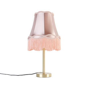 Klasická stolní lampa mosazná s odstínem Granny růžová 30 cm – Simplo