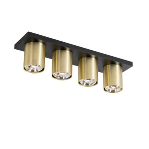 Moderní stropní bodové svítidlo černé se zlatým 4-světlem - Tubo