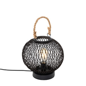 Venkovská venkovní stolní lampa černý ratan – Calamus