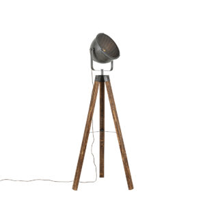 Průmyslová stojací lampa stativ ocelový s naklápěcím dřevem – Emado