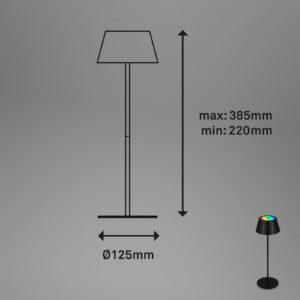 LED stolní lampa Kiki s baterií, RGBW, černá
