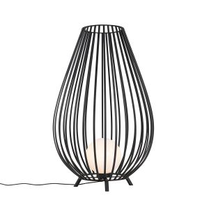 Designová stojací lampa černá s opálem 110 cm – Angela