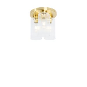 Art Deco stropní svítidlo zlaté se sklem 3-světlo – Laura