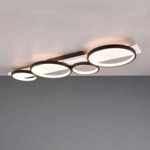 LED stropní světlo Medera, čtyři zdroje, černá