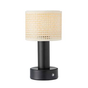 PR Home Nabíjecí stolní lampa Tiara, CCT, ratan/černá
