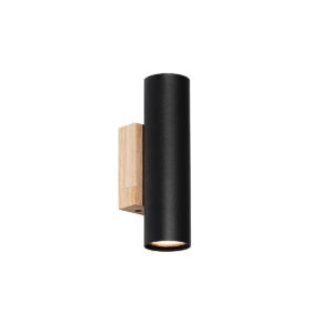 Moderní nástěnné svítidlo černé se dřevem 2-světlo – Jeana