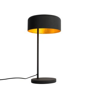 Retro stolní lampa černá se zlatým vnitřkem – Jinte