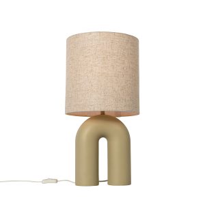 Designová stolní lampa béžová s béžovým plátěným stínidlem - Lotti