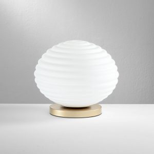 Stolní lampa Ripple, zlatá barva/opál, Ø 32 cm