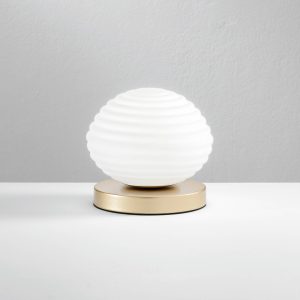 Stolní lampa Ripple, zlatá barva/opál, Ø 18 cm