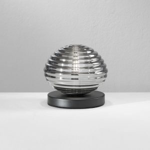 Stolní lampa Ripple, černá/kouřově šedá, Ø 18 cm