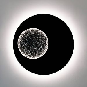 LED nástěnné svítidlo Luna, hnědočernostříbrná, Ø 120 cm, železo