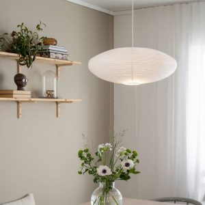 PR Home závěsné svítidlo Yuni, bílé, Ø 60 cm, bílý závěs, E14