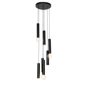 Designová závěsná lampa černá kulatá 7-světel – Tuba