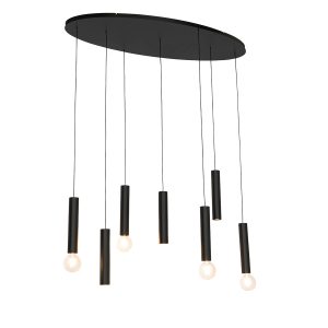 Designová závěsná lampa černá oválná 7-světelná – Tuba